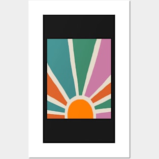 Abstract sunset 80s style Posters and Art